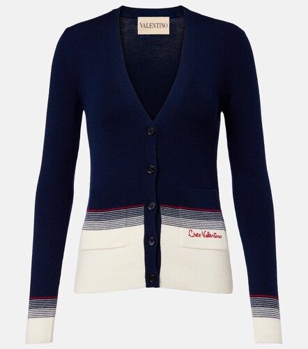 Cardigan rayé en laine vierge - Valentino - Modalova