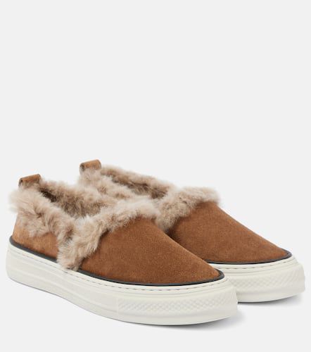 Baskets slip-on en daim et shearling - Brunello Cucinelli - Modalova