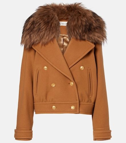 Chloé Manteau raccourci en laine mélangée et shearling - Chloe - Modalova
