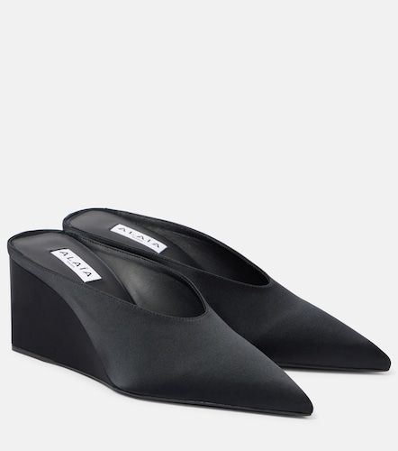 Alaïa Mules compensées Cube 75 en satin - Alaia - Modalova