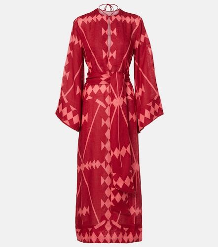 Robe longue imprimée en lin - Johanna Ortiz - Modalova