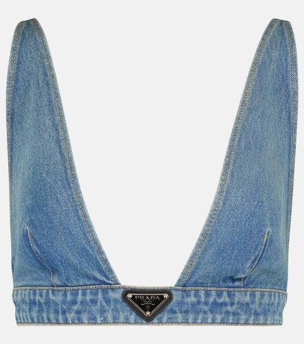 Prada Brassière en jean à logo - Prada - Modalova
