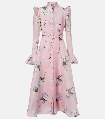Robe midi Katrina en lin et soie à fleurs - Leo Lin - Modalova
