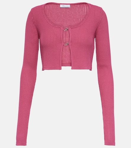 Cardigan court en maille côtelée à logo - Blumarine - Modalova