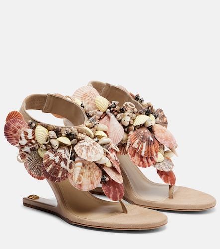 Sandales compensées en daim à ornements - Balmain - Modalova