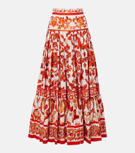 Jupe longue Majolica en popeline de coton - Dolce&Gabbana - Modalova