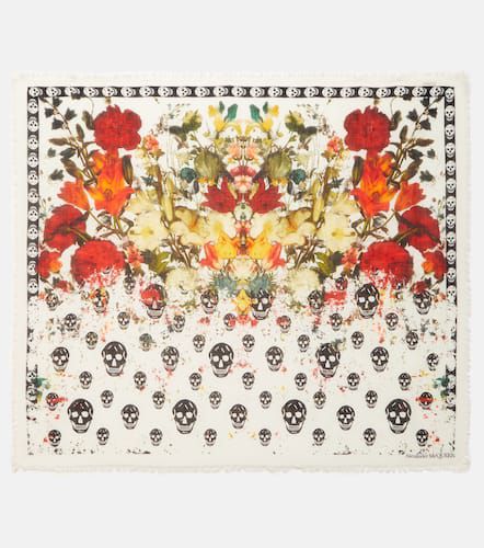 Écharpe Skull en laine à fleurs - Alexander McQueen - Modalova