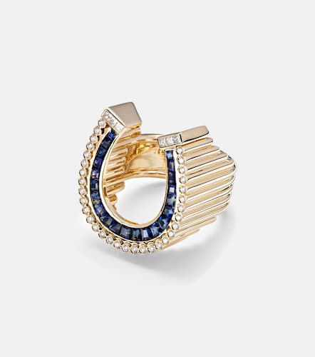 Bague Horseshoe en or 18 ct, diamants et saphirs - Marie Lichtenberg - Modalova