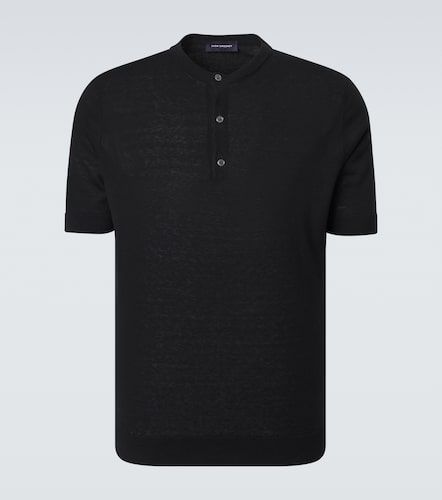 T-shirt Henley en soie et lin - Thom Sweeney - Modalova