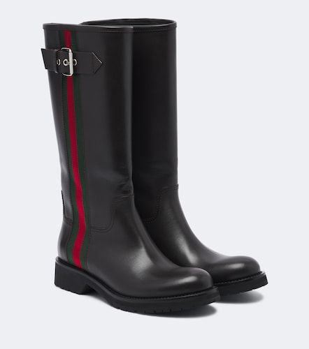 Gucci Bottes Web Stripe en cuir - Gucci - Modalova