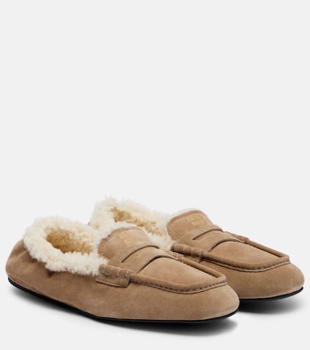 Mocassins en daim et shearling - Miu Miu - Modalova