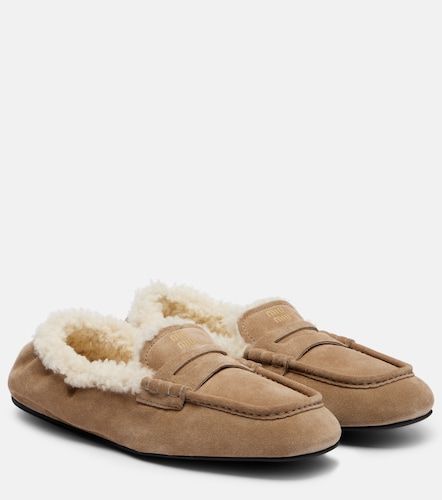 Mocassins en daim et shearling - Miu Miu - Modalova