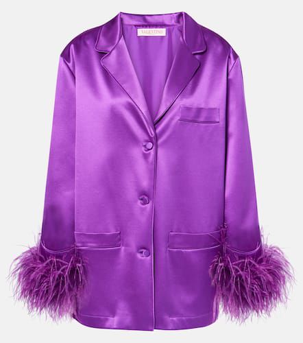 Chemise en satin de soie à plumes - Valentino - Modalova