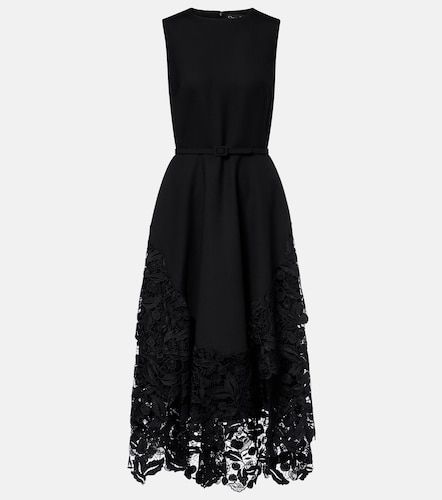 Robe de cocktail en laine mélangée et dentelle - Oscar de la Renta - Modalova