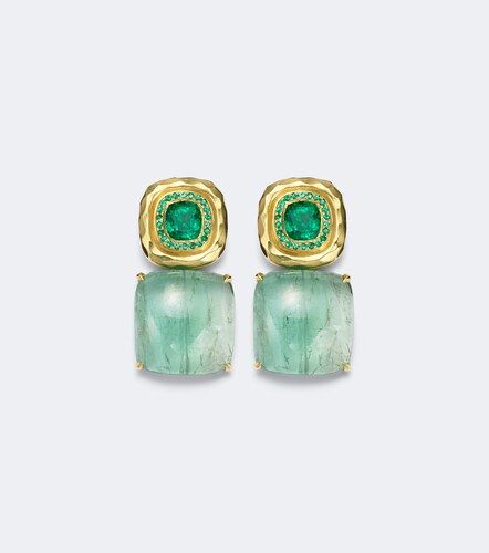 Boucles d’oreilles Double Orbit en or 18 ct, tourmalines et émeraudes - Octavia Elizabeth - Modalova