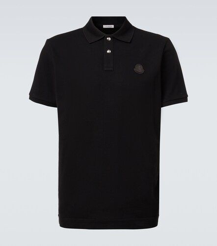 Polo en coton à détail en cuir - Moncler - Modalova