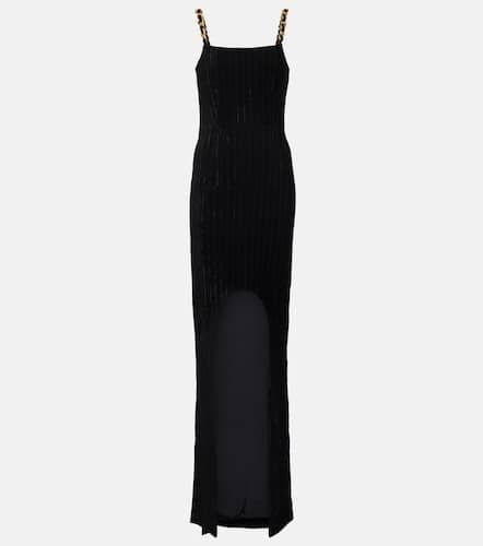 Robe longue en velours à ornements - Balmain - Modalova