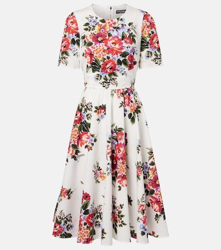 Robe midi en coton à fleurs - Dolce&Gabbana - Modalova