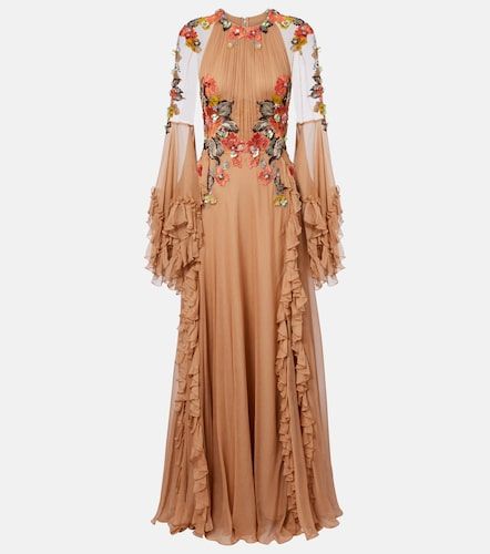 Robe longue Zilara en georgette de soie - Costarellos - Modalova