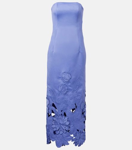 Robe longue Rayna en satin à fleurs - Leo Lin - Modalova