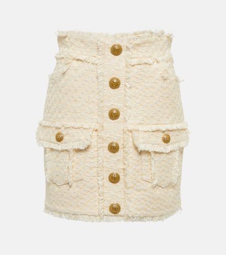 Mini-jupe en tweed de coton mélangé - Balmain - Modalova