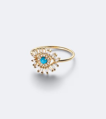 Bague Evil Eye Mini en or 18 ct, turquoise et diamants - Suzanne Kalan - Modalova