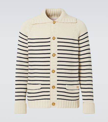 Cardigan VLogo Signature rayé en coton - Valentino - Modalova