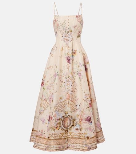 Robe midi en lin et soie imprimée - Camilla - Modalova