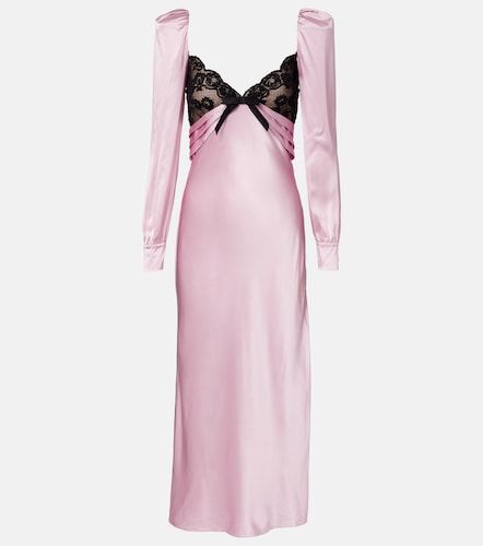 Robe midi en soie et dentelle - Alessandra Rich - Modalova