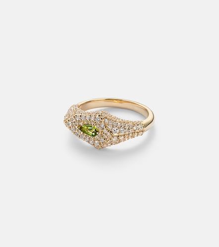 Chevalière Shield en or 14 ct, diamants et tourmaline - Stone and Strand - Modalova