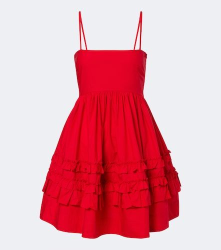 Robe en popeline de coton à volants - Ganni - Modalova
