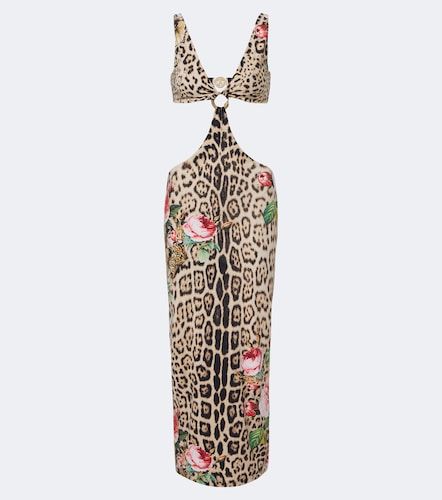 Robe midi à découpes et imprimé léopard - Roberto Cavalli - Modalova