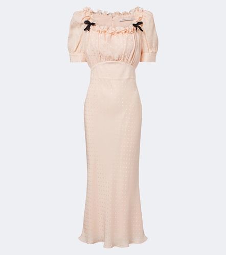Robe midi en soie à volants - Alessandra Rich - Modalova