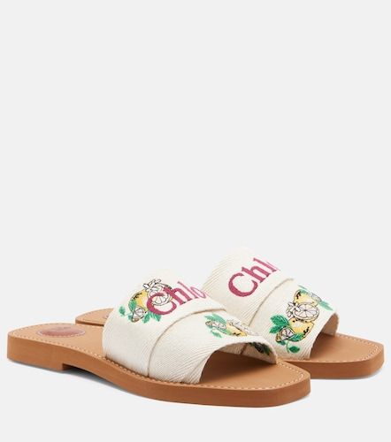 Chloé Mules Woody en lin à broderie - Chloe - Modalova