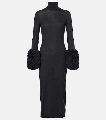 Alaïa Robe midi en laine vierge et shearling synthétique - Alaia - Modalova