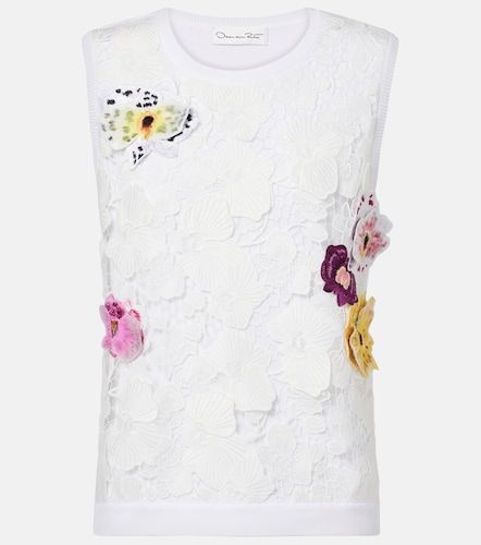 Top en coton mélangé à fleurs - Oscar de la Renta - Modalova