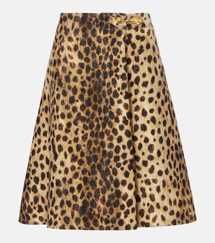 Jupe midi en laine à motif léopard - Valentino - Modalova