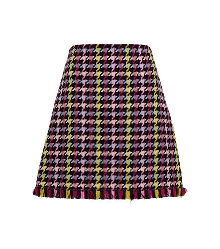 Mini-jupe en tweed à carreaux pied-de-poule - Oscar de la Renta - Modalova