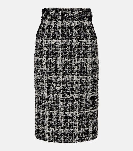 Jupe midi en laine, coton et soie mélangés à carreaux - Dolce&Gabbana - Modalova