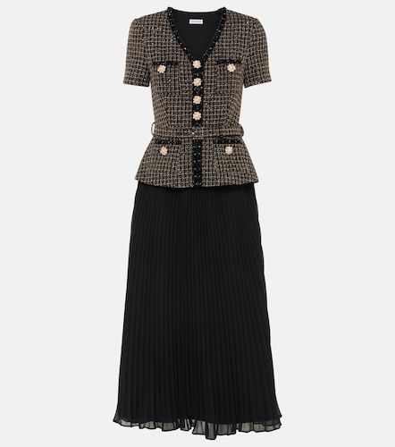 Robe midi en bouclé et mousseline - Self-Portrait - Modalova