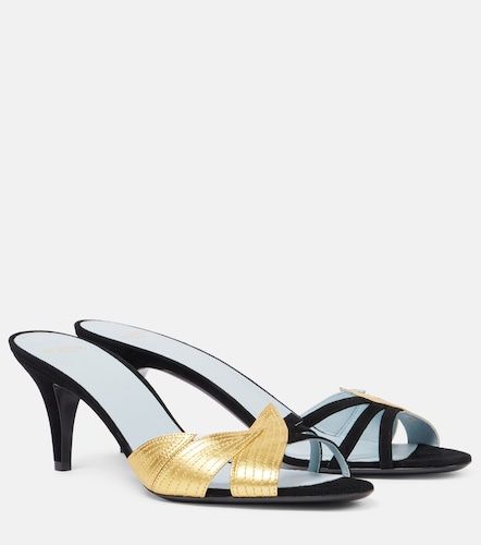 Mules Foliefoliage 65 en daim et cuir - Valentino Garavani - Modalova