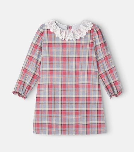 Robe en coton à carreaux et dentelle - Bonpoint - Modalova