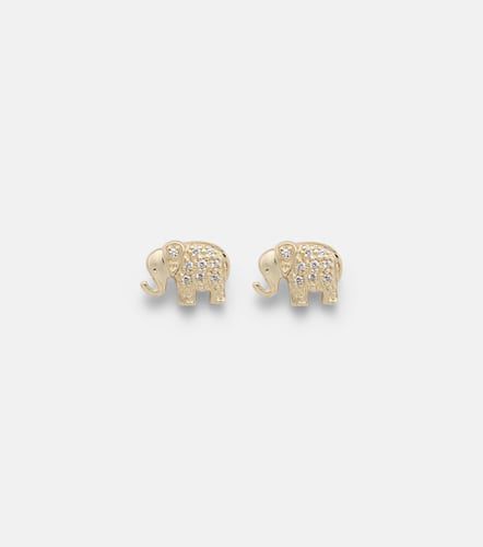 Boucles d'oreilles Elephant en or 14 ct et diamants - Sydney Evan - Modalova