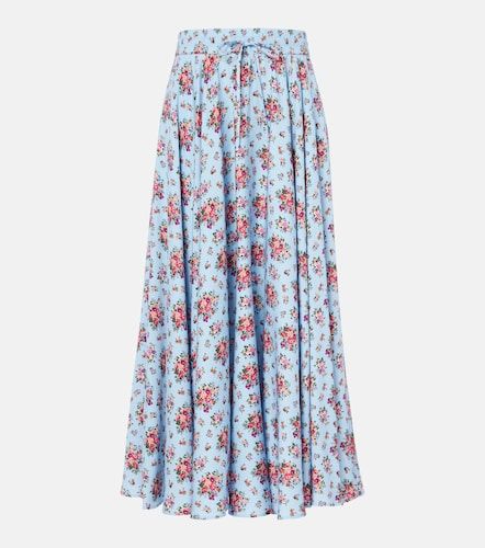 Jupe midi en soie mélangée à fleurs - Dolce&Gabbana - Modalova