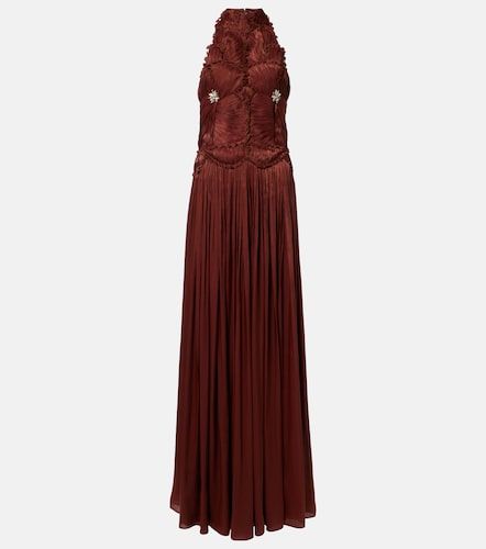 Robe en georgette froncée à ornement - Costarellos - Modalova