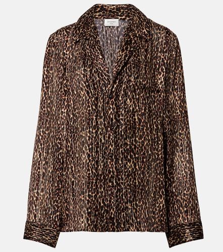 Blouse en soie à imprimé léopard - Saint Laurent - Modalova