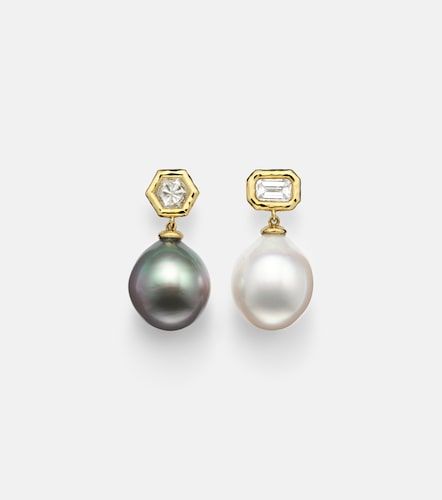 Boucles d’oreilles en or jaune 18 ct (750/1000) avec diamants et perles - Octavia Elizabeth - Modalova