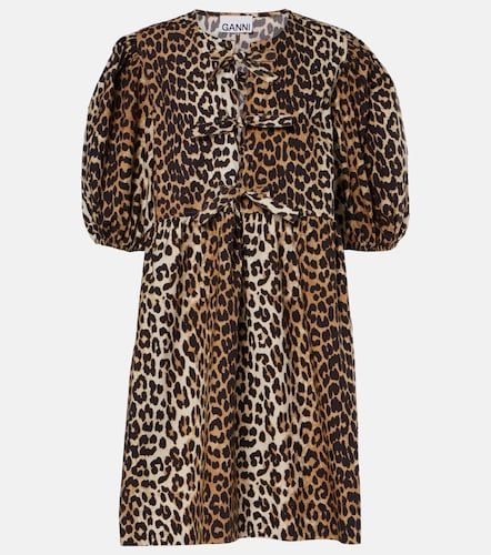 Robe en coton à imprimé léopard - Ganni - Modalova