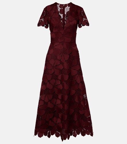 Robe longue dentelle de soie mélangée - Elie Saab - Modalova