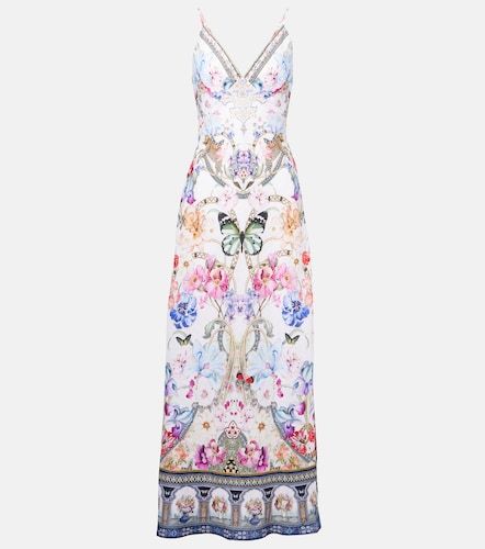 Robe imprimée en lin à cristaux - Camilla - Modalova